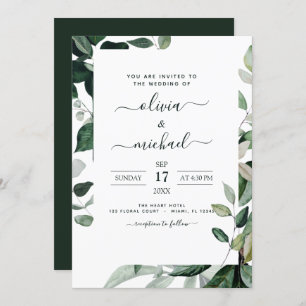 Budget Botanical Greenery Foliage Wedding Flyer Invitation