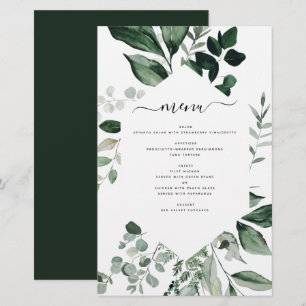 Budget Botanical Greenery Foliage Wedding Menu