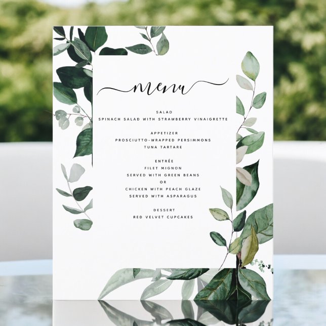 Budget Botanical Greenery Foliage Wedding Menu (Creator Uploaded)