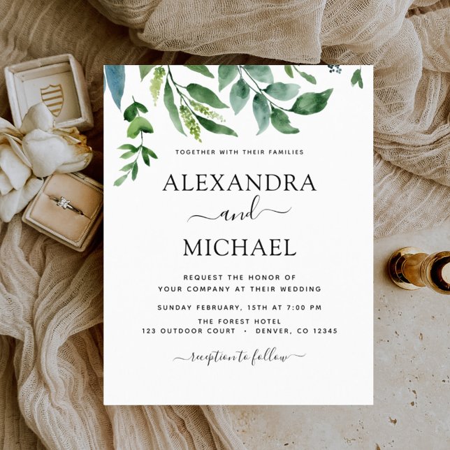 Budget Botanical Greenery Wedding Invitations (Creator Uploaded)