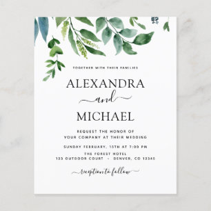 Budget Botanical Greenery Wedding Invitations Flyer