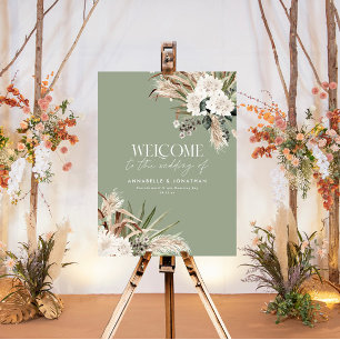 Budget botanical pampas eucalyptus wedding welcome poster