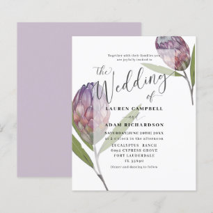 Budget Botanical Protea Purple Wedding  Invitation
