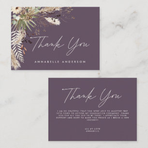 Budget botanical purple graduation thank you enclosure card