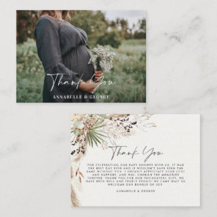 Budget botanical simple baby shower photo thankyou enclosure card