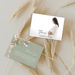 Budget botanical simple baby shower photo thankyou enclosure card