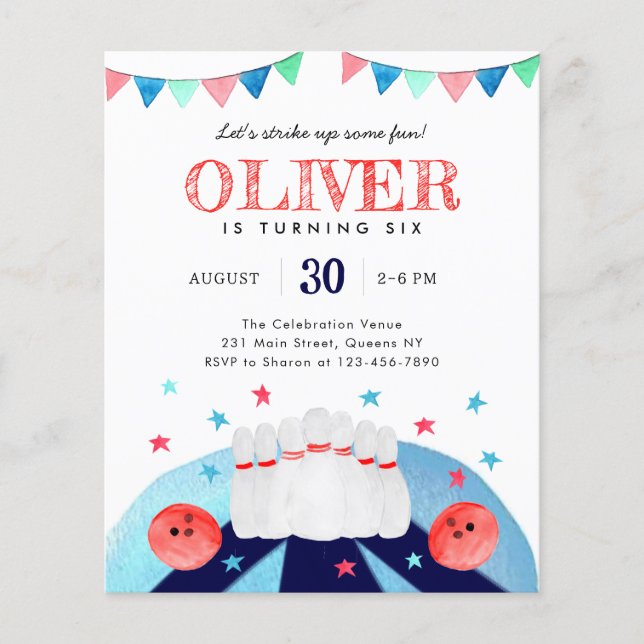 Budget Bowling Birthday Party Strike Up Some Fun (Front)