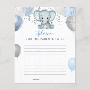 BUDGET Boy Elephant Advice New Parents Baby Shower