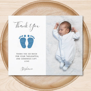 Budget Boy's Baby Shower Photo Thank You Card