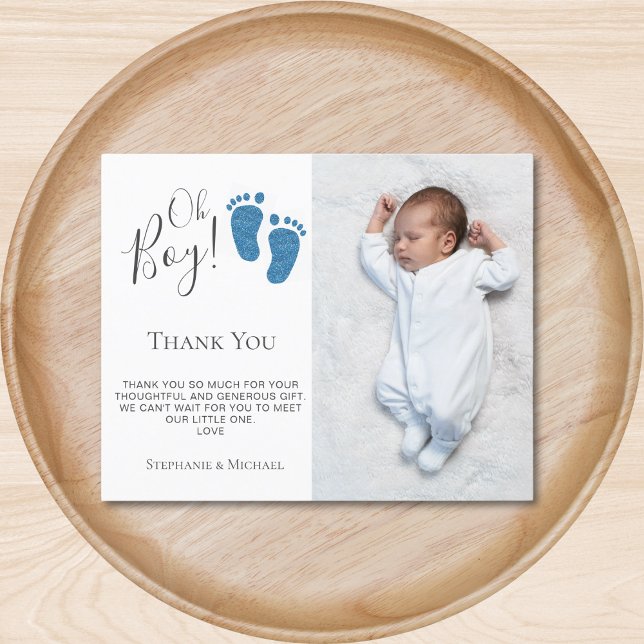 Budget Boy's Baby Shower Photo Thank You Card (Creator Uploaded)
