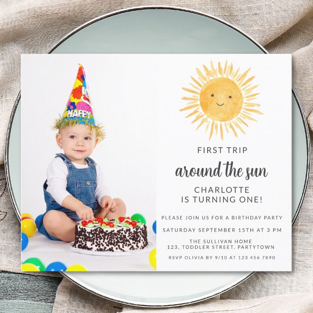 Budget Boy's Photo Sun Birthday Party Invitation (Creator Uploaded)