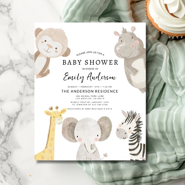 Budget Boys Safari Animals Baby Shower Invitation Flyer (Creator Uploaded)