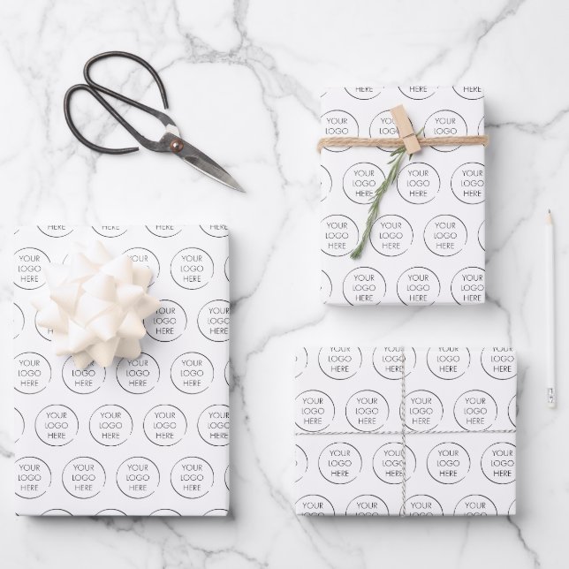 Budget Branded Your Logo Business Packaging Wrapping Paper Sheet (Front)