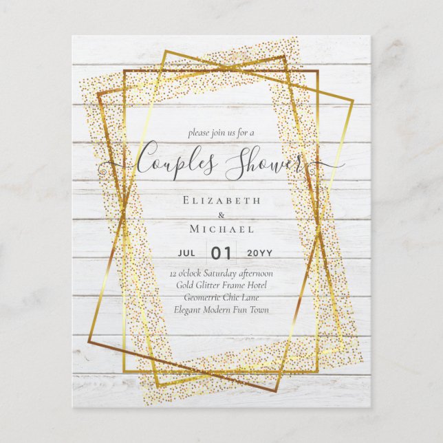 BUDGET Bridal COUPLES Shower Gold Geometric Frame Flyer (Front)