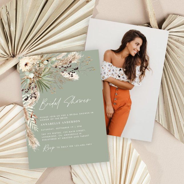 Budget Bridal hower pampas grass Photo invitation (Creator Uploaded)