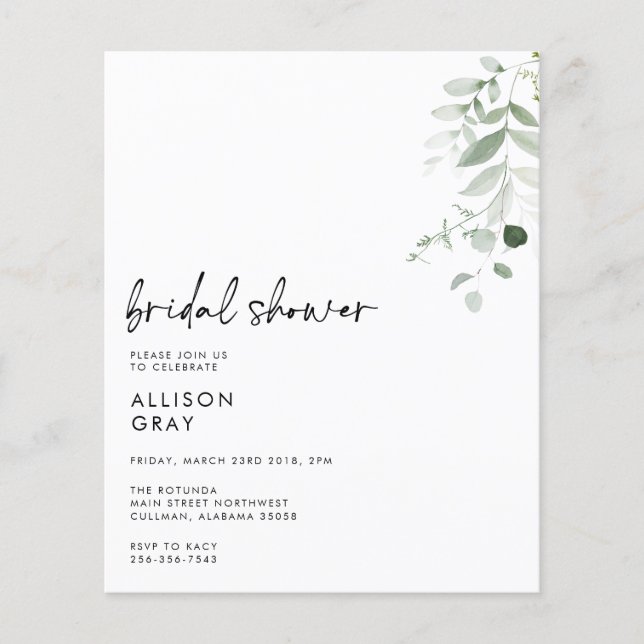 BUDGET Bridal Invitation Flyer (Front)