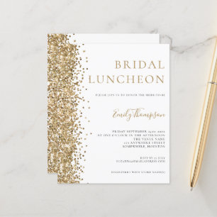 Budget Bridal Luncheon Gold Glitter Invitation