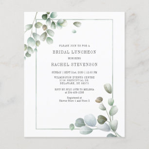 Budget Bridal Luncheon Watercolor Eucalyptus