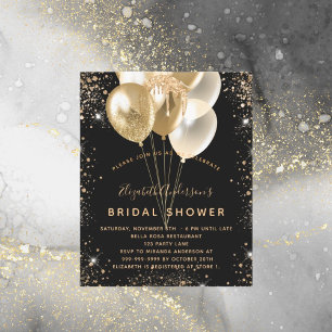 Budget Bridal Shower black gold glitter balloons