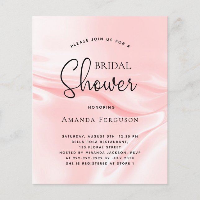 Budget bridal shower blush pink satin silk (Front)