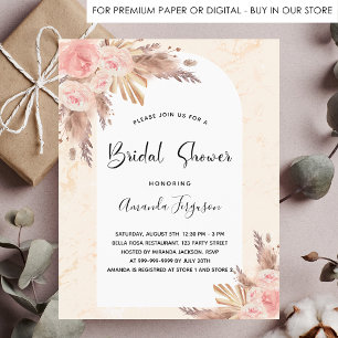 Budget bridal shower boho pampas grass rose gold 