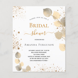 Budget Bridal Shower eucalyptus glitter golden