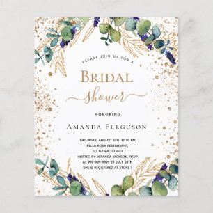 Budget Bridal Shower eucalyptus greenery glitter