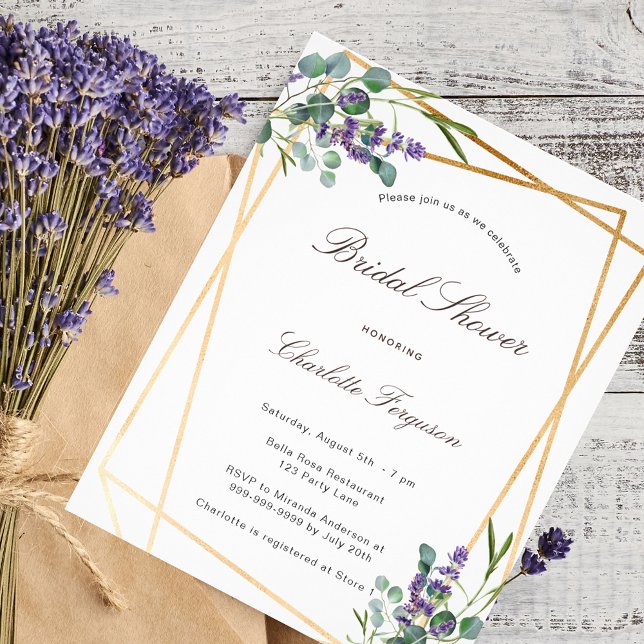 Budget bridal shower eucalyptus lavender geo (Creator Uploaded)