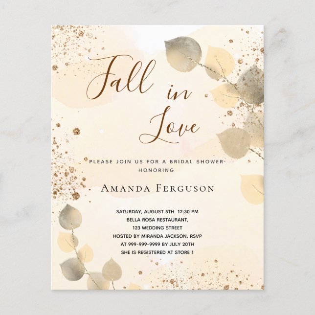 Budget Bridal Shower fall golden eucalyptus (Front)