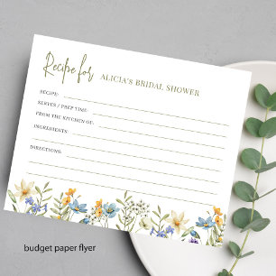 Budget bridal shower floral recipe card