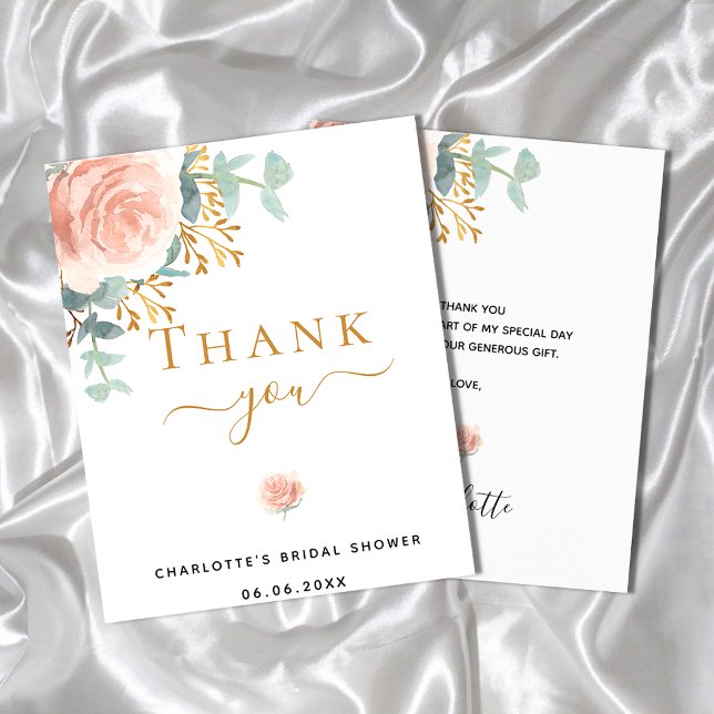 BUDGET Bridal Shower floral rose gold Thank You (Creator Uploaded)