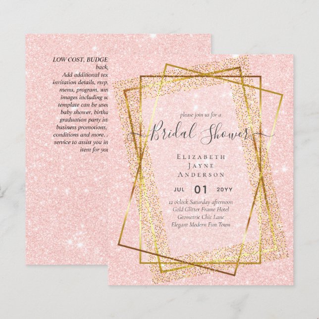BUDGET BRIDAL SHOWER Glamour Gold Glitter look chi (Front/Back)