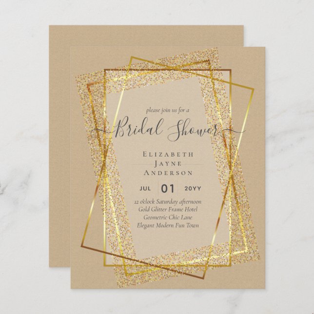 BUDGET BRIDAL SHOWER Glamour Gold Glitter look chi (Front/Back)