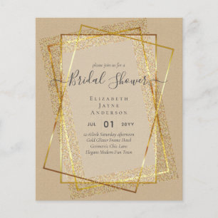 BUDGET BRIDAL SHOWER Glamour Gold Glitter look chi Flyer