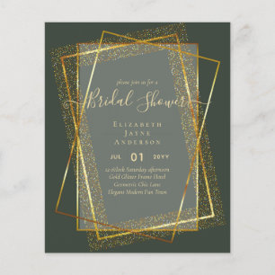 BUDGET BRIDAL SHOWER Glamour Gold Glitter look chi Flyer