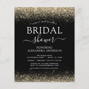 Budget Bridal Shower Glitter Black Gold Girly Flyer