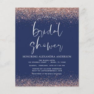 Budget Bridal Shower Glitter Blush Pink Navy Blue Flyer