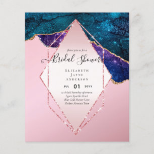 BUDGET BRIDAL SHOWER Glittery AGATE Sparkle Invite Flyer