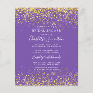Budget Bridal Shower Gold Purple Invitation