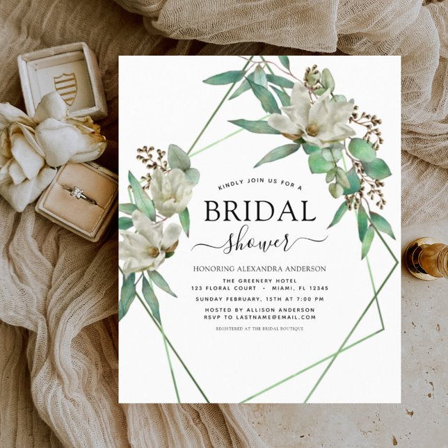 Budget Bridal Shower Greenery Magnolia Invitation (Creator Uploaded)