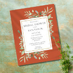 Budget Bridal Shower Greenery Terracotta Invite<br><div class="desc">Featuring delicate watercolor greenery leaves on a terracotta background,  this chic budget bridal shower invitation can be personalised with your special bridal shower information. Designed by Thisisnotme©</div>