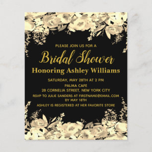 Budget Bridal Shower Invitation Black Gold Modern