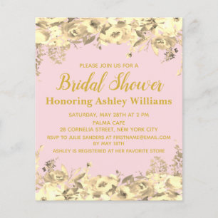 Budget Bridal Shower Invitation Blush Pink Gold