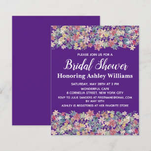 Budget Bridal Shower Invitation Floral Boho Purple