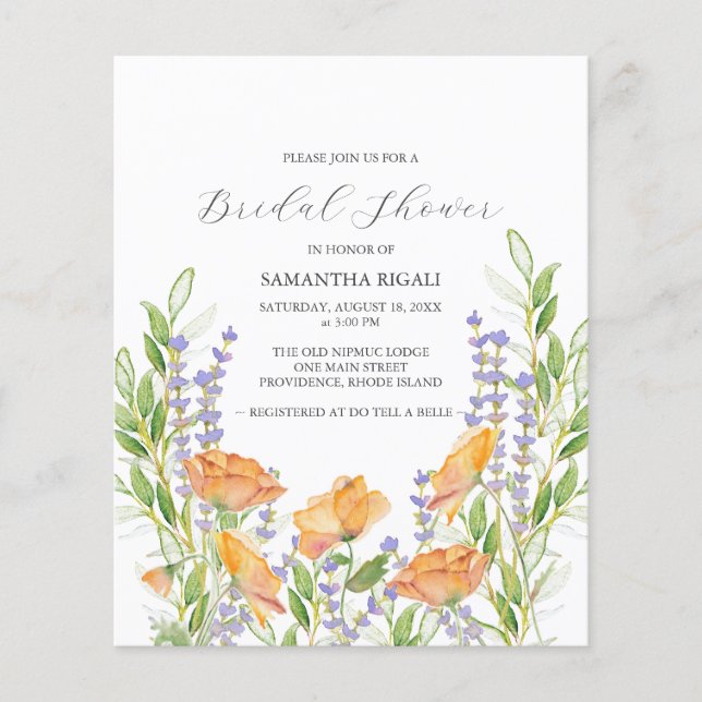 Budget Bridal Shower Invitation Floral Flyer (Front)