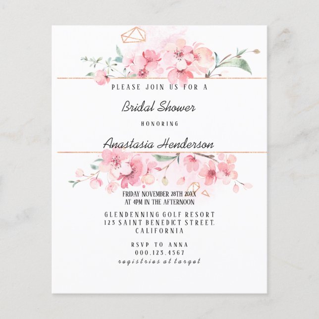 Budget Bridal Shower Invitation. Flyer (Front)