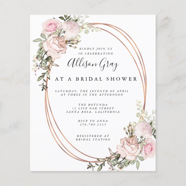 Budget Bridal Shower Invitation Flyer (Front)