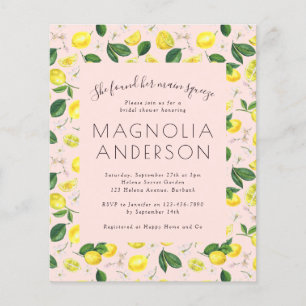 BUDGET Bridal Shower Invitation Pink Lemon