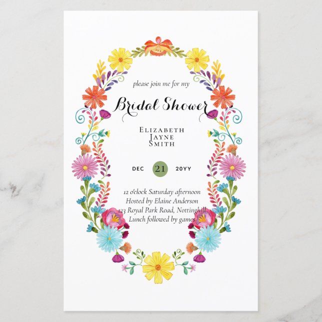 BUDGET Bridal Shower Invitations Custom Colours (Front)