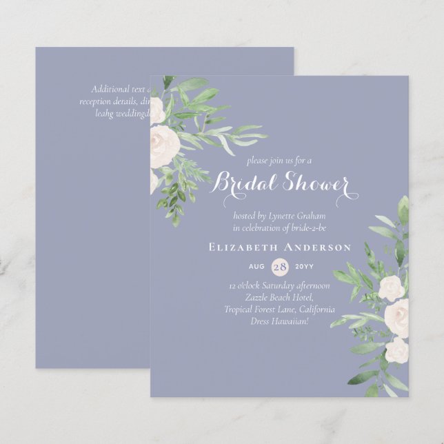 BUDGET Bridal Shower Invitations Floral Leaves (Front/Back)